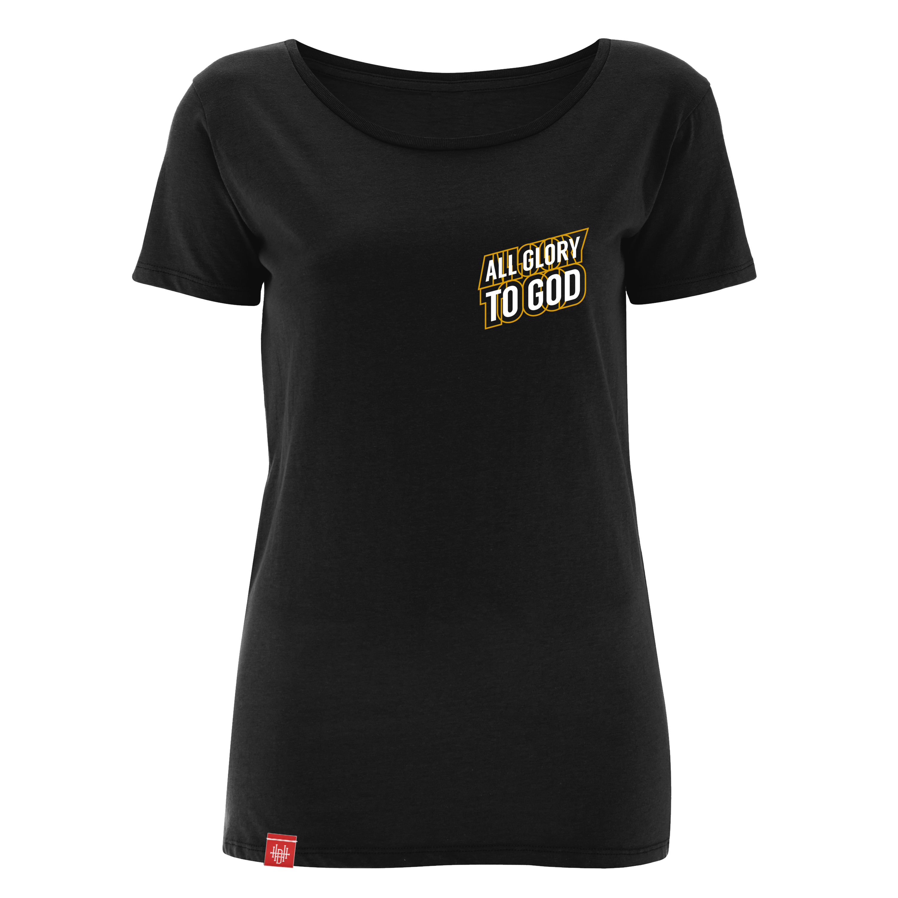 Girlie-Shirt – All glory to god – schwarz