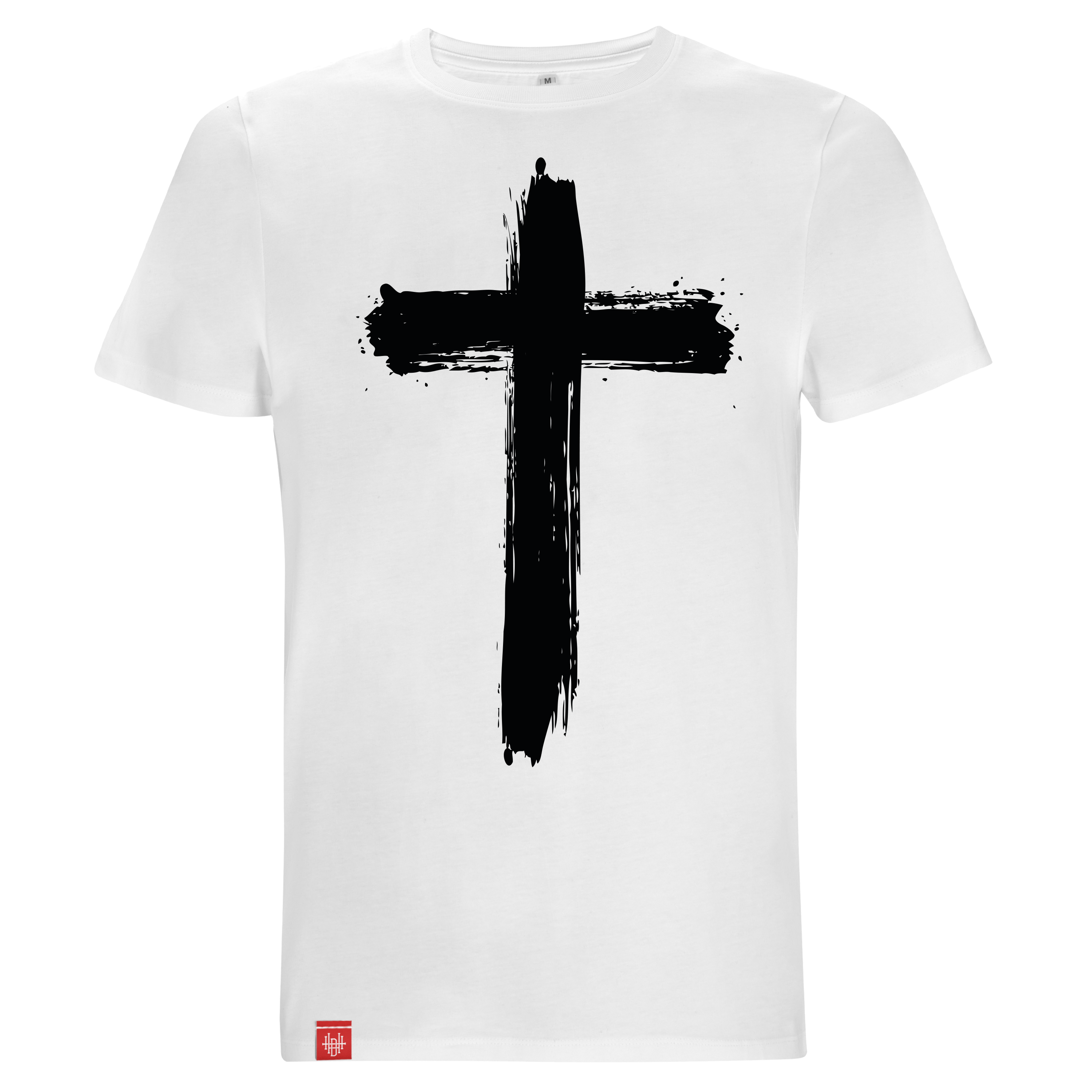 T-Shirt Kreuz – schwarz auf weiß - Holy Heart Design